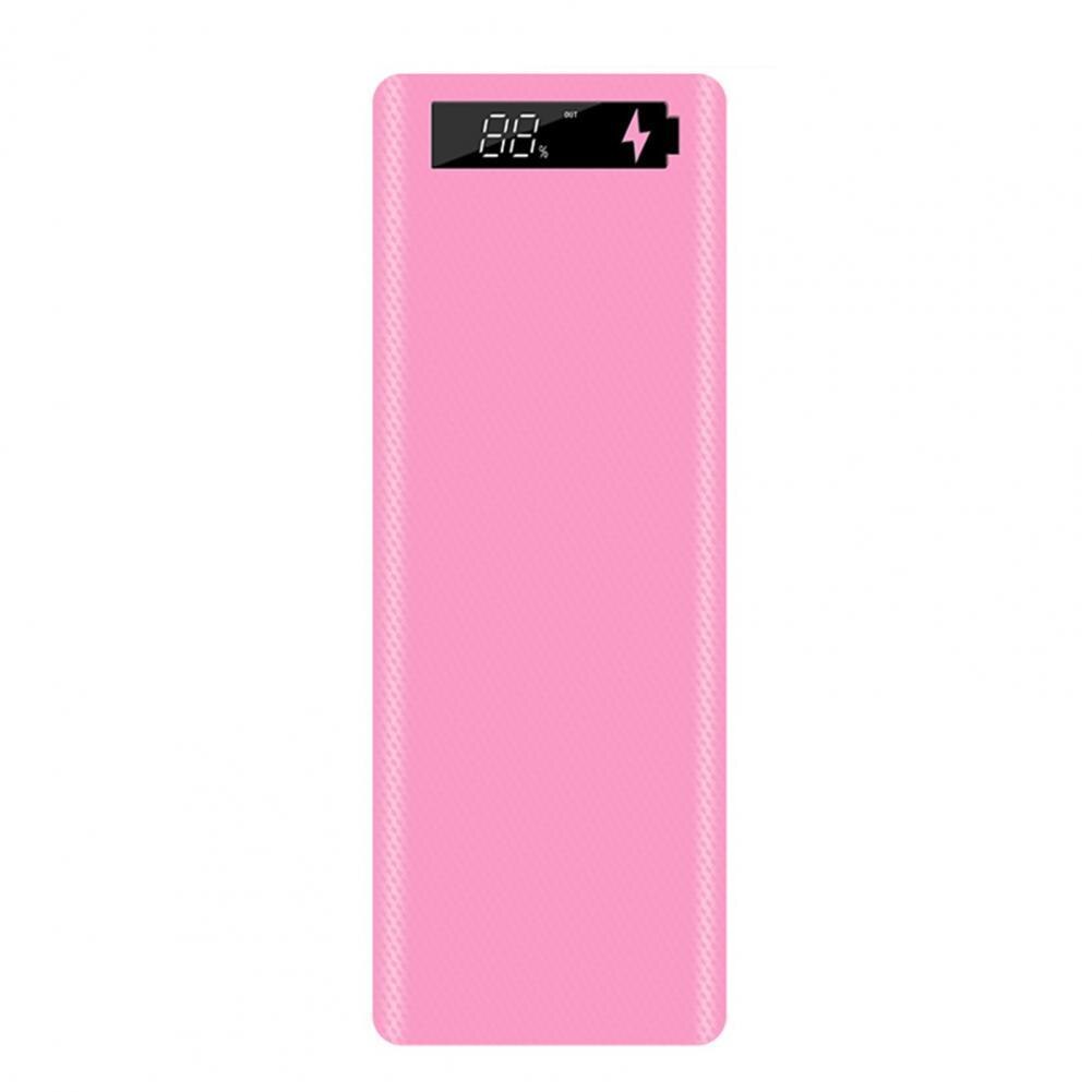 Power Bank Case Solid Color Power Bank Shell Compact Adjustable Sturdy Dual USB Ports 18650 Battery Charger DIY Case: Pink