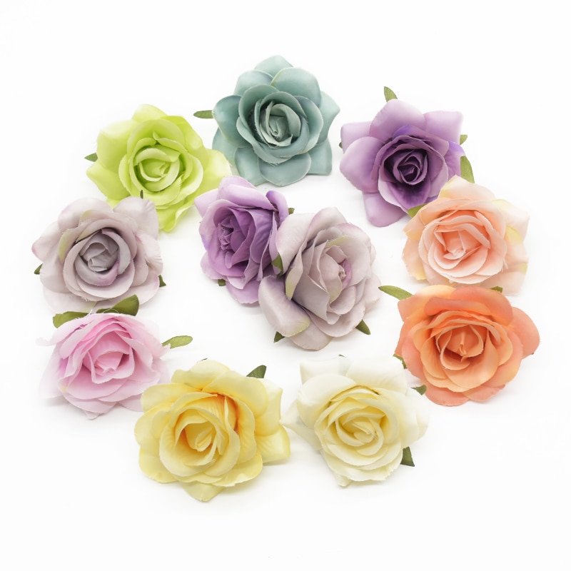 6pcs 7cm Artificial rose heads for Home decoration accessories Flower arrangement Diy Headwear Indoor furnishings Wedding brooch