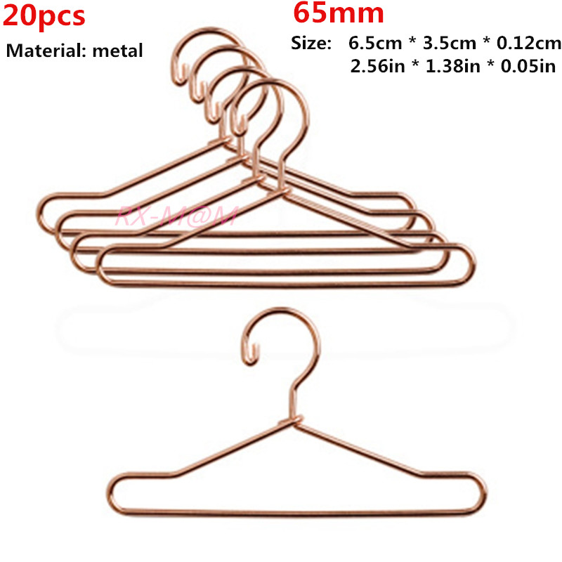 Pop Houten Kledingrek Kledingstuk Organizer Hangers Voor Poppen Handtas Kleding, Pop Metalen Hangers, kinderen Volwassen Speelgoed: 20pcs -65mm-Metal-D