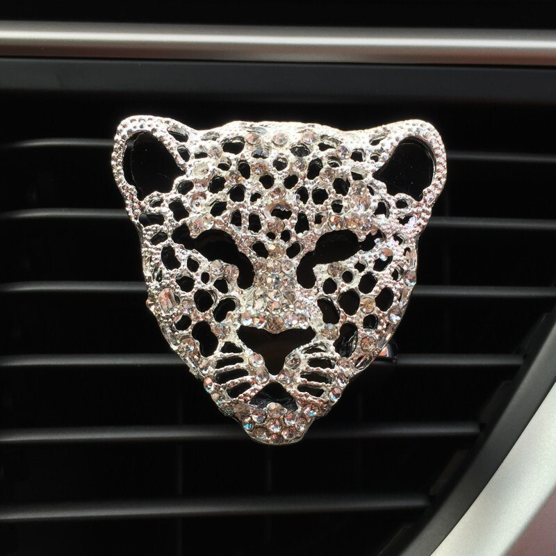 1 st crystal leopard bil luftfräschare autouttag parfymklämma interiörtillbehör bilstyling ventil fast doftspridare