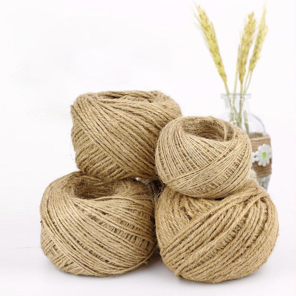 Corde de chanvre vraie couleur trois brins corde de chanvre bricolage tissé à la main corde rétro décoration de jardin simple brin 3 brins épaisseur: 2mm   100m