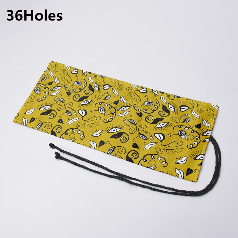 Estuche de lona con 12/24/36/48/72 agujeros, bolsa de almacenamiento de papelería escolar, estampado a la , para lápices, rollo de bolígrafo, cortina Unisex: 36K-4