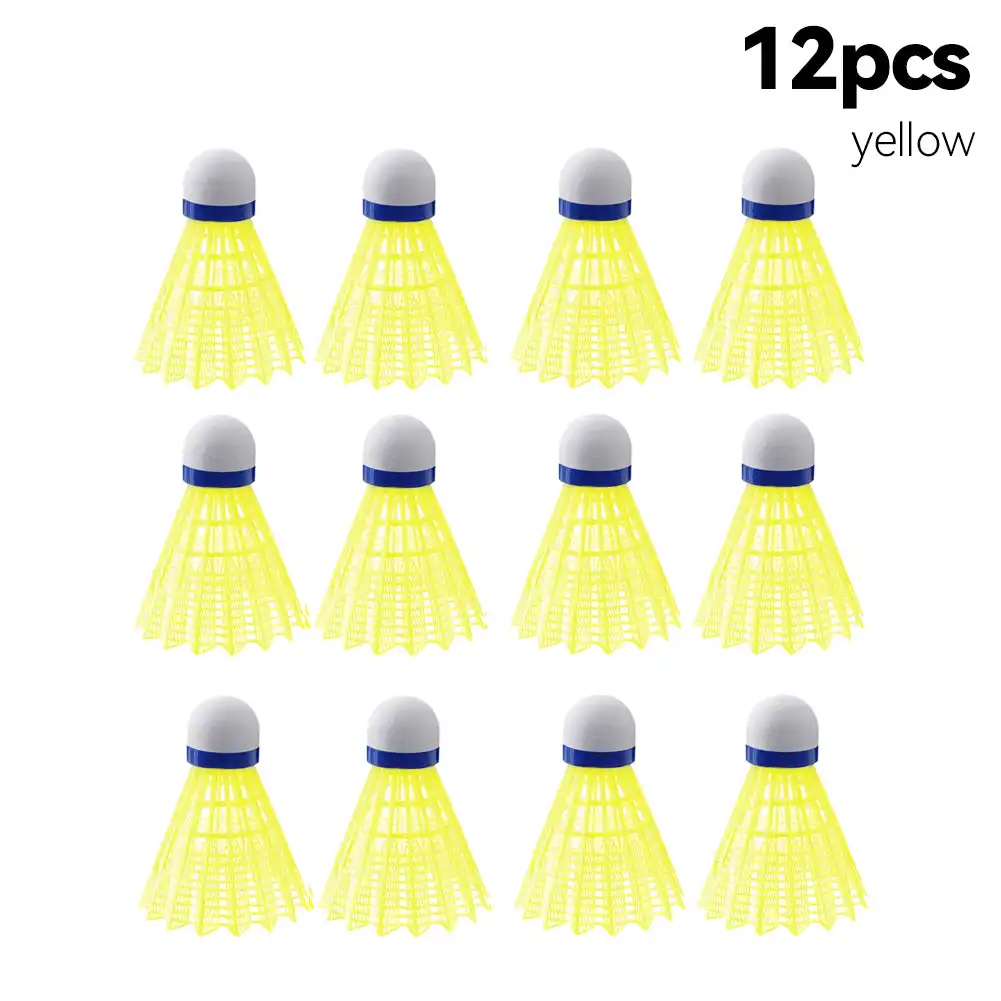 Volante de Bádminton de nailon con gran estabilidad, durabilidad, bolas de entrenamiento para deportes de interior y exterior, 12 unids/set: YELLOW