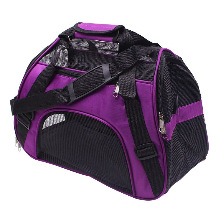 Pet Cat Carrier Rugzak Messenger Draagtas Uitgaande Reizen Pakketten Ademend Huisdier Handtas Voor Kleine Hond: Paars / Large(52x24.5x33cm)