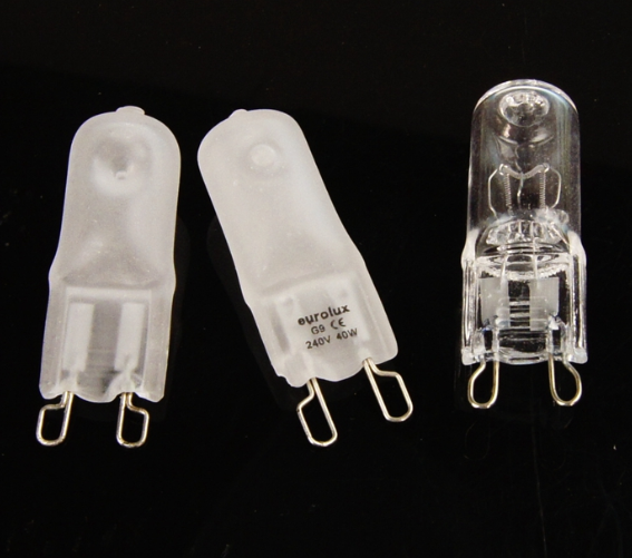 4 stk/parti  g9 halogenpære 25w/40w/60w 220v 2700k varmhvite til vegglampe klart glass