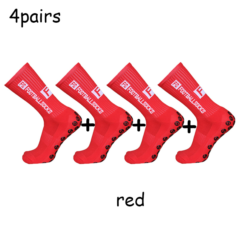 FS Football Socks Non-slip Silicone Bottom Compressed Breathable Grip soccer socks Baseball Socks Men Women: red