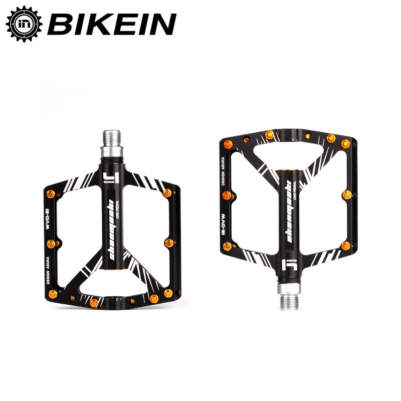 BIKEIN Ultralight Cycling Bicycle MTB CNC Aluminum Pedal 4 Sealed Bearing Pedals Flat Pedals Mountain Bike Parts 7 Colors 310g: Black