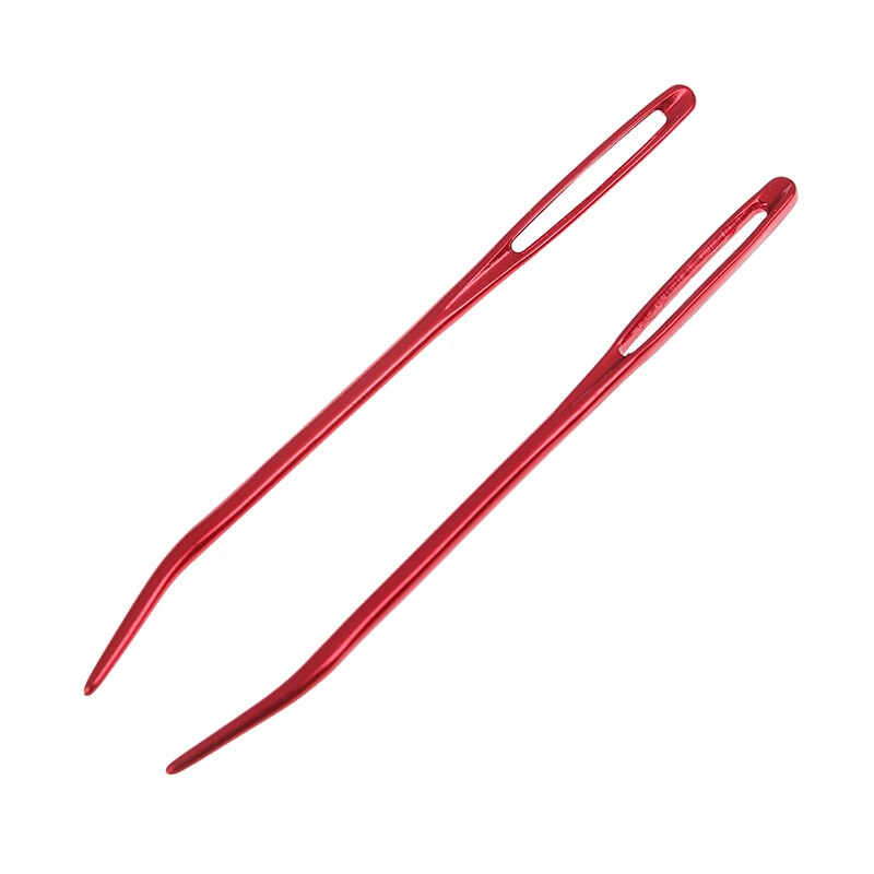 2pcs Aluminum Bent Tip Tapestry Darning Knitting Needles Big Eye Yarn Knitting Needle Needlework Crafts Sewing Bent Needle: Red