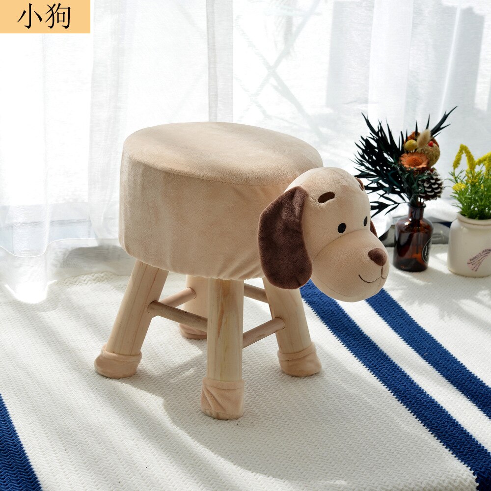 Cartoon Animal Stool Solid Wood Children's Coffee Table Home Small Sofa Removable and Washable Panda Lamb Elephant Cow: Tall dog