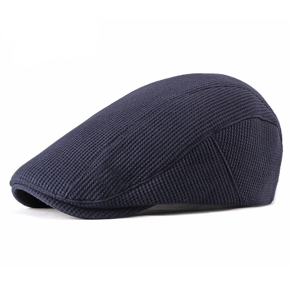 Men Peaked Painter Autumn Winter Retro Caps Street Newsboy Beret Hat Mens Cabbie Hats 3+M6033#: Navy blue