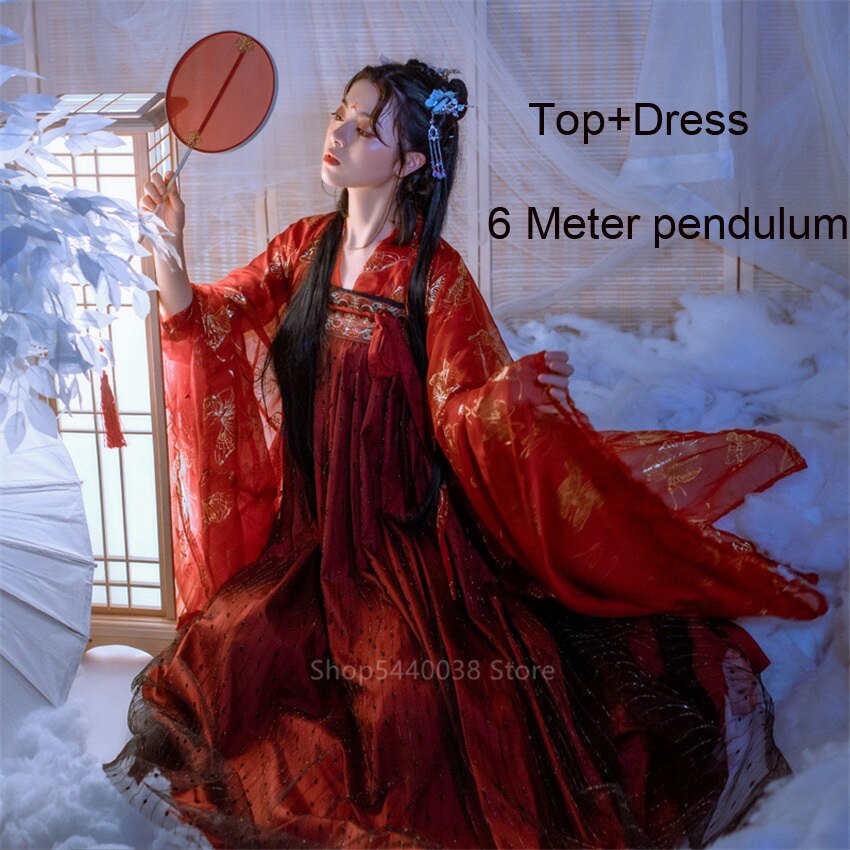 Disfraz chino antiguo Hada Cosplay Hanfu Dinastía Tang rojo boda folclórico tradicional china vestido para mujer ropa de Año