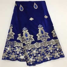 Tela de encaje de terciopelo encaje azul real encaje suizo voile en Suiza tissu dentelle tela de lentejuelas de 5yard/setY501-