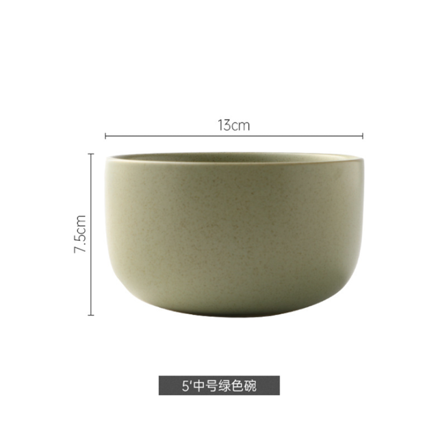 Bandeja de cubiertos de Color sólido, placa de cerámica, utensilios de cocina, juego de vajilla, decoración de pared, cuenco doméstico: 5in Green Rice Bowl