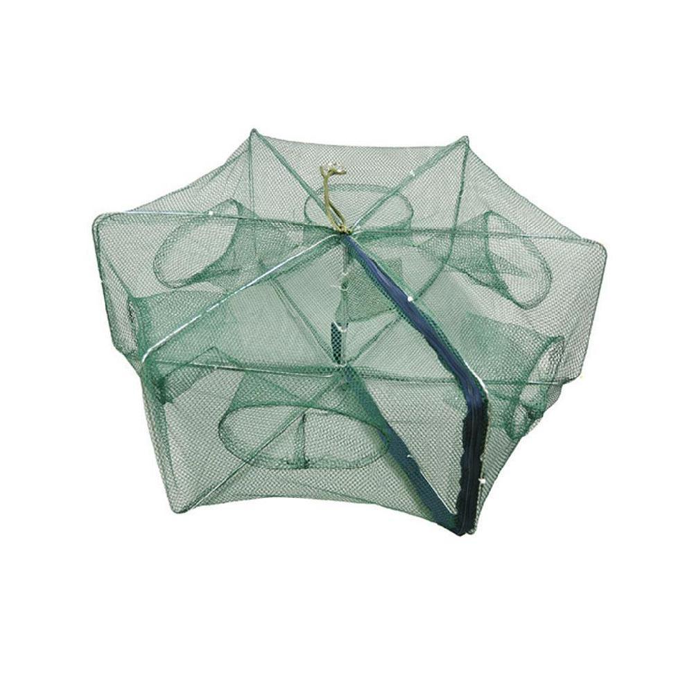 Hexagone plié 6 trous pêche automatique piège à crevettes filet de pêche poisson crevettes vairon crabe appâts fonte maille piège