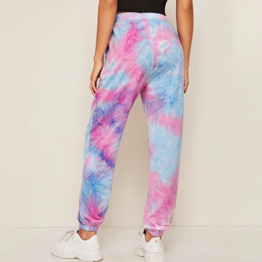Tie Dye Streetwear Cargo Broek Vrouwen Preppy Stijl Meisje Outfits Hoge Waisted Straight Jogger Broek Gothic
