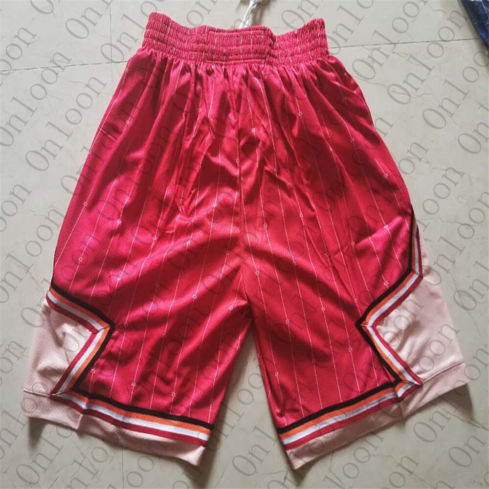 Mens American Basketball Breve Chicago Ricamo Shorts Sport Pantalones Cortos Hombre breve cestino: Rosso / M