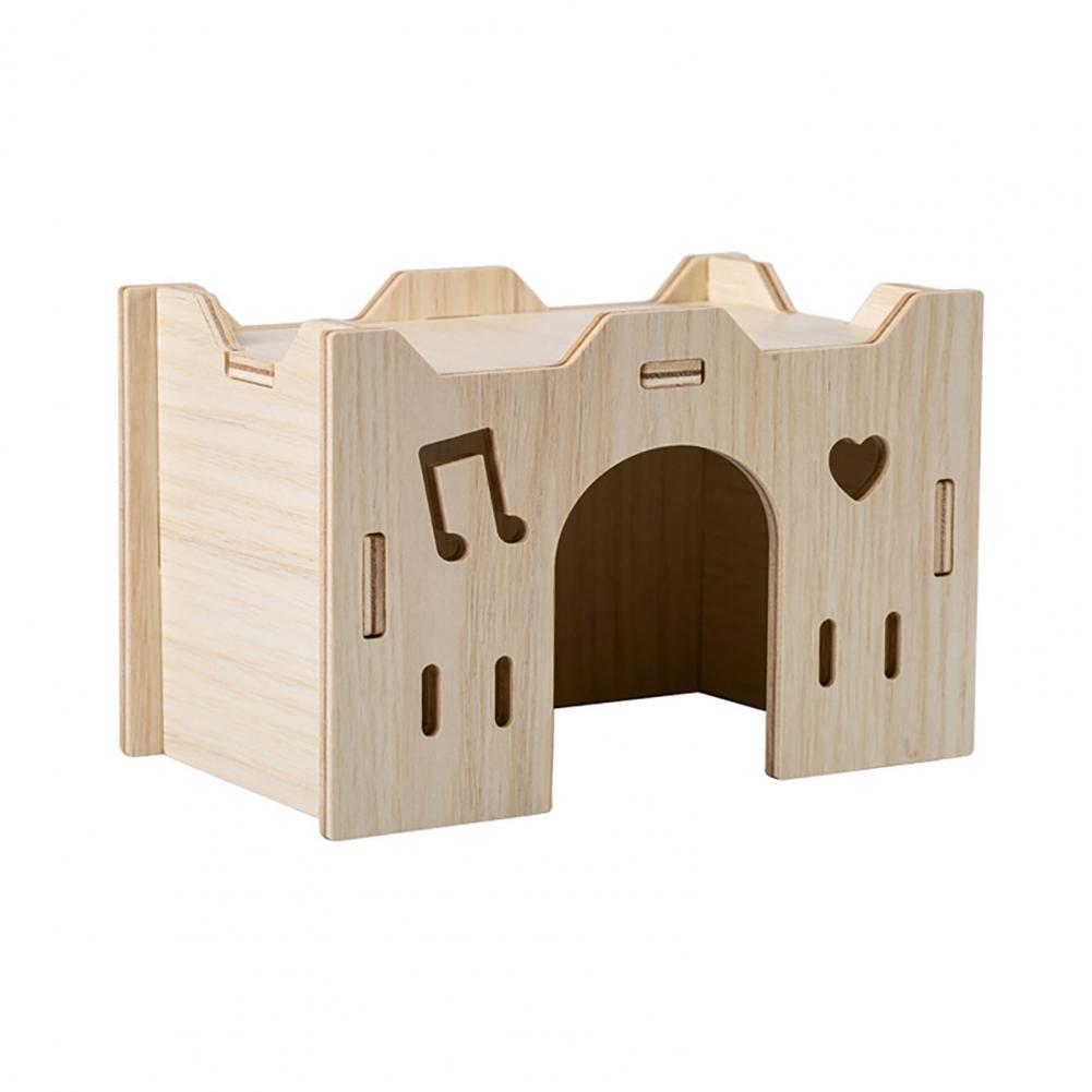 Hamster House Guinea Toy Wood Hideout Wooden Cabin Maze Cage Hidepets Toys Animal Place Hiding Platform Decor Enrichment