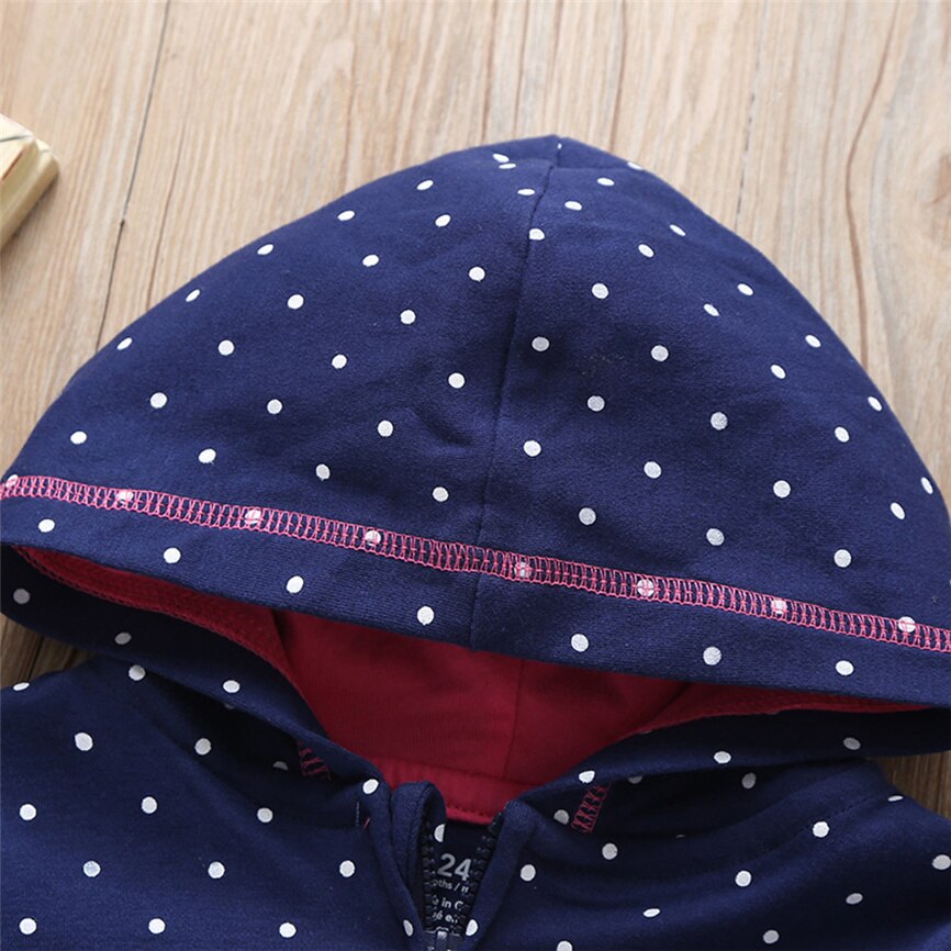 Baby Jacket Winter Toddler Kid Boys Girls Costume Hooded Dot Print Zipper Windproof Coat Rainbow Casual Keep Warm Outwear Jacket