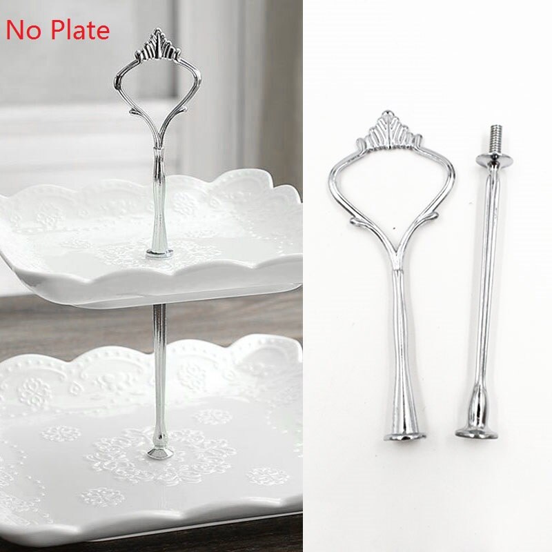 2/3 Tier Cake Plate Stand Fittings Stands Rod Afternoon Tea Party Wedding Party: Silver 2layers