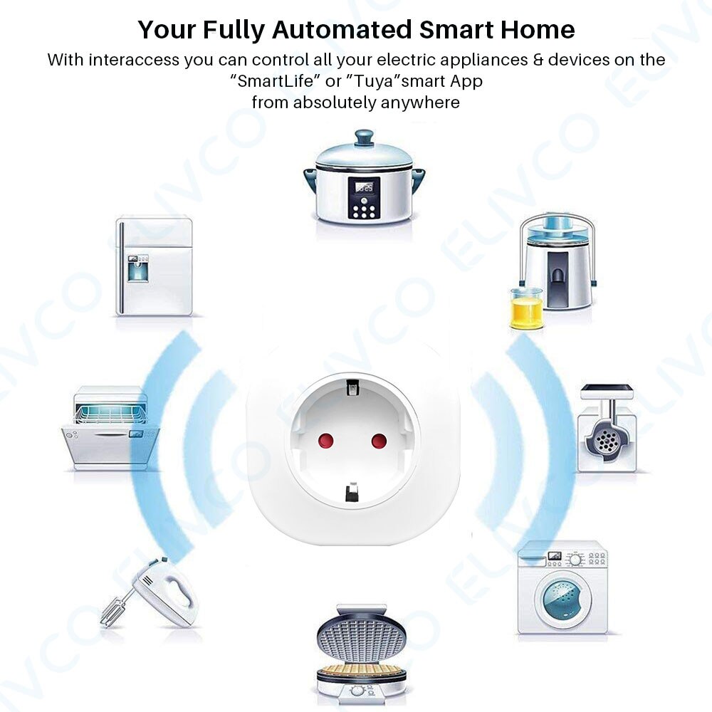 WiFi Smart Plug EU Adapter 16A Tuya APP Remote Voice Control Steckdose Timing Funktion Arbeitet Mit Alexa Google Assistent