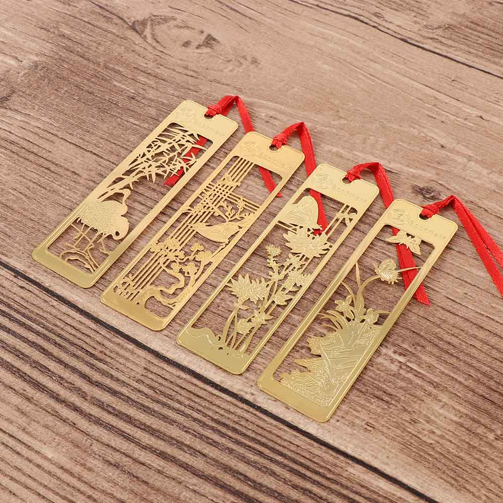 1 ud. Marcapáginas de Metal exquisito estilo chino Vintage para libro elemento papelería oficina útiles escolares