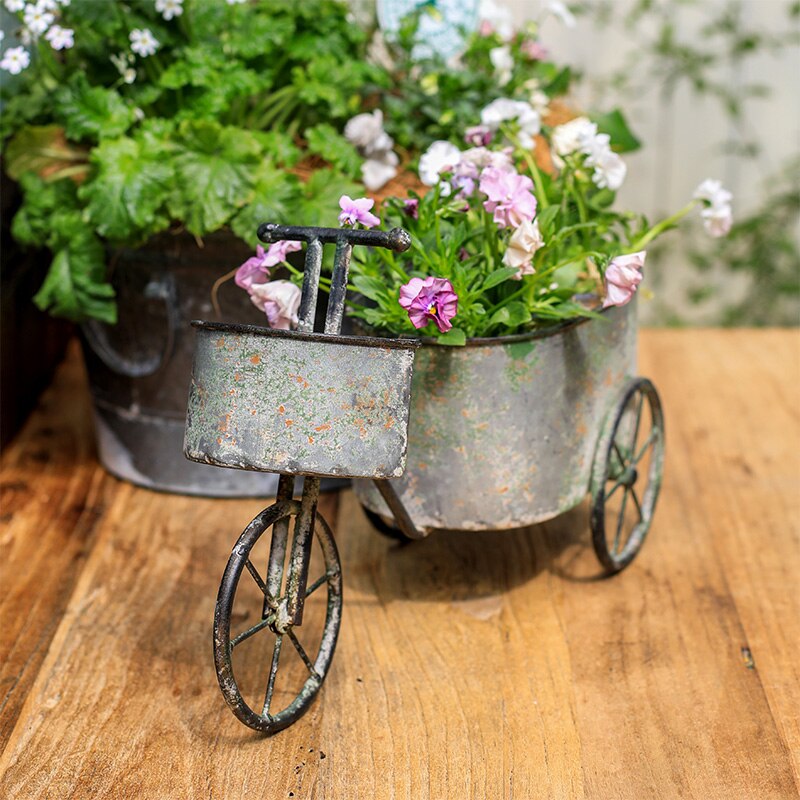 Metalen Bloempot Fiets Stand Bloemstuk Container Retro Stijl Outdoor Tuin Versieren Home Art Decoratie
