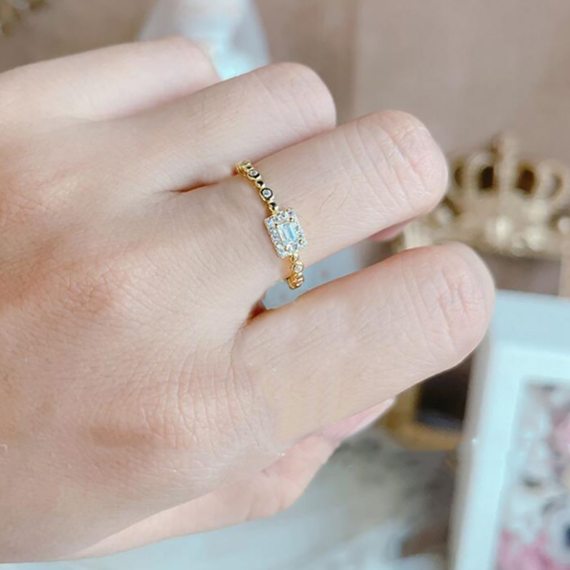 Anillos de tendencia Noble de Color dorado estilo INS para mujer, anillos delicados de dedo Midi de circón Lux de entrada para niña, joyería de aniversario KAR229: 8 / Gris