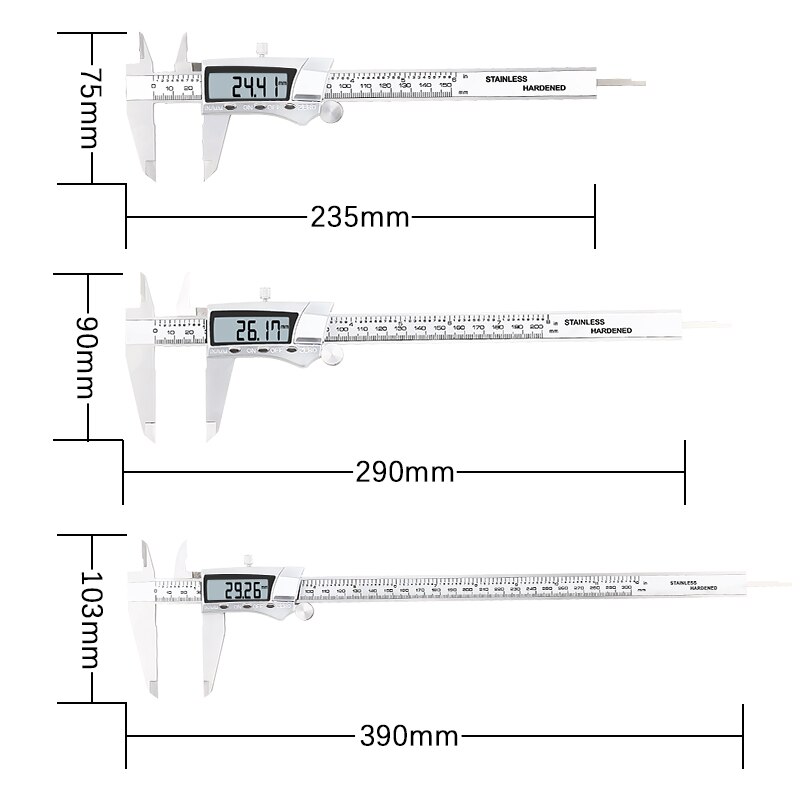 Electronic Digital Caliper Inch/Metric Conversion 0-150/200/300mm Stainless Steel LCD Screen Extreme Accuracy Measuring Tool