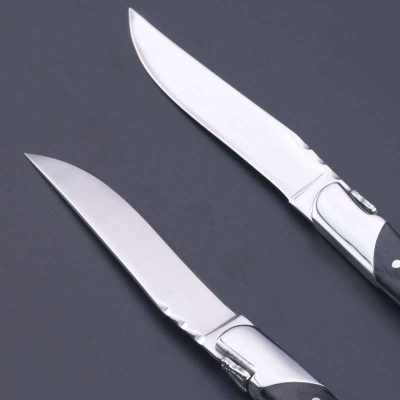 Laguiole Black Wood Knives 6-Piece Black Wooden Handle Steak Knife Fork Spoon set Japanese Wood Cutlery Christmas 8.7 in
