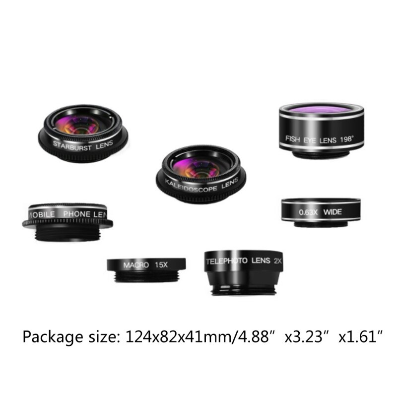 7 in 1 Phone Camera Lens Kit Wide Angle/Fisheye Lens Special Effects Lens Kit For Smartphones/And-roid Phones Camera