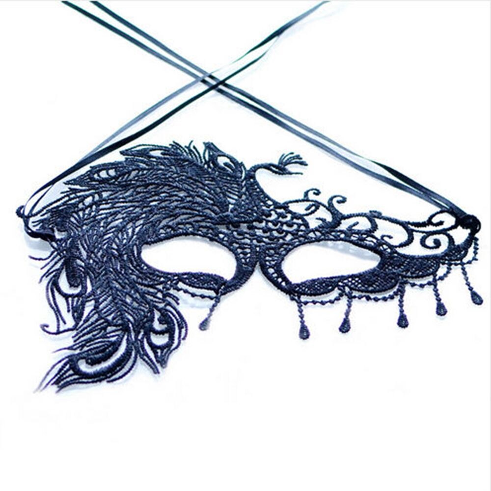 Pfau Viktorianischen Venezianischen Maskerade Schwarz Spitze Elegante Augenmaske