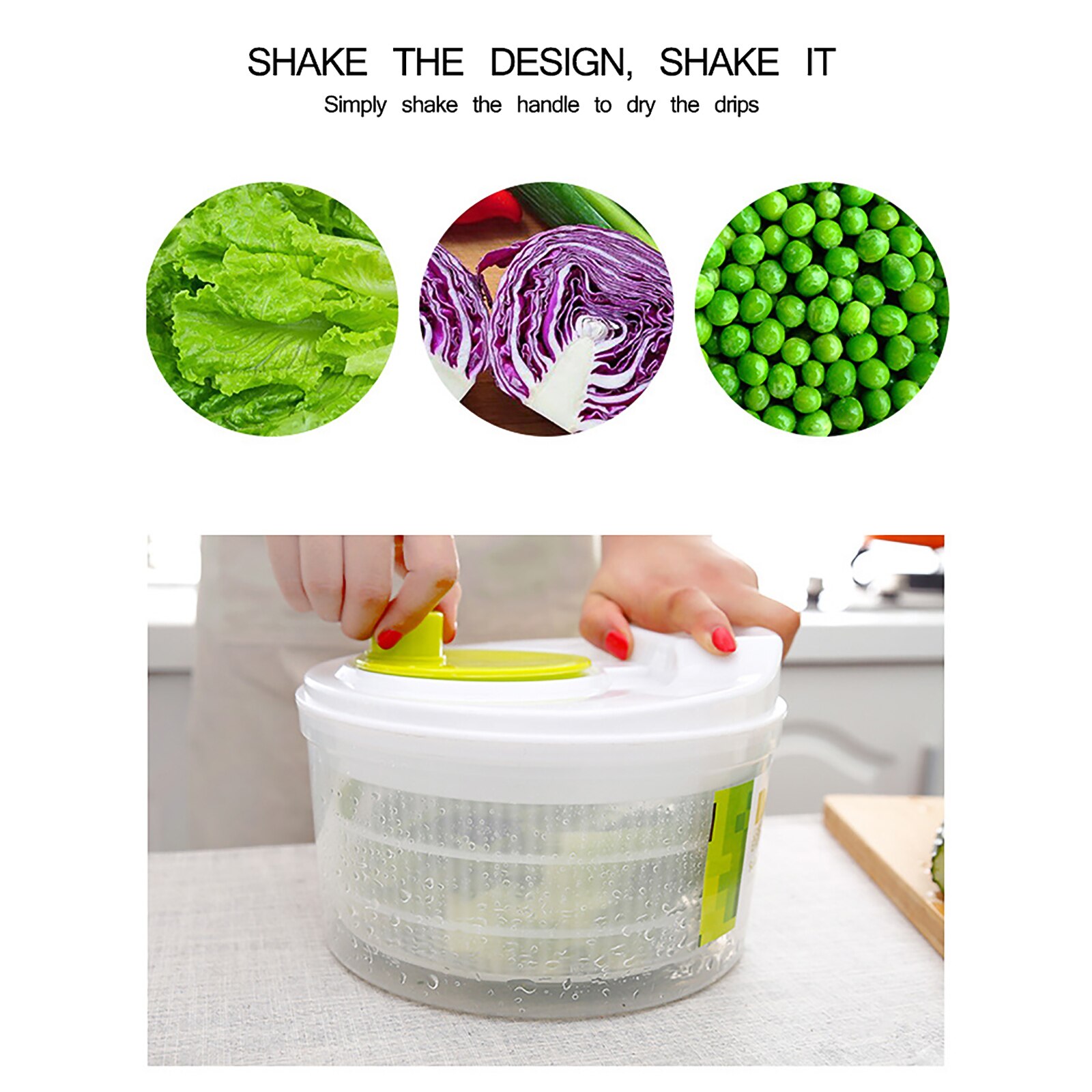 Salade Spinner Sla Droger Spin Veilig Niet Giftig Handleiding Salade Groenten Dehydrator Hoge Snelheid Centrifugale Afdruiprek Mand