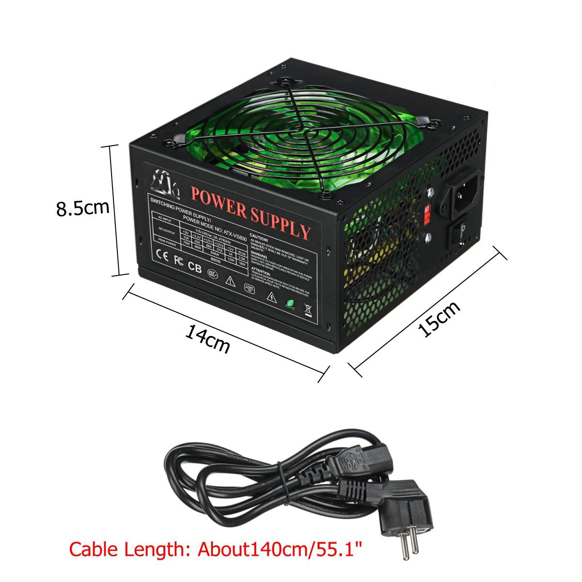 110-220v 800w pc voeding 12cm led stille ventilator met intelligente temperatuurregeling intel amd atx 12v voor desktopcomputer