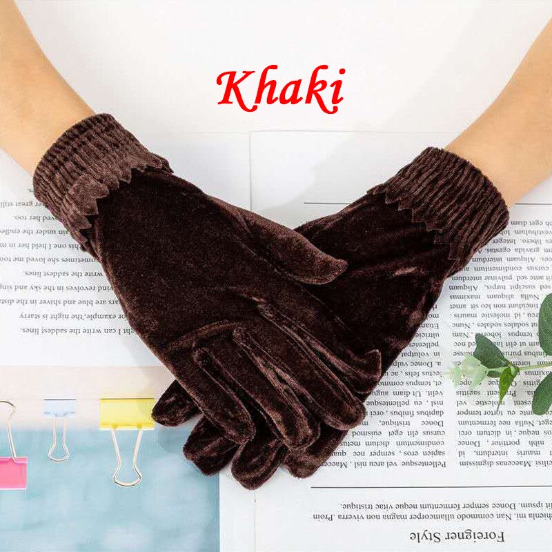 Guantes elásticos de terciopelo dorado para mujer, manoplas cortas finas a la , elegantes, para , banquete, Invierno