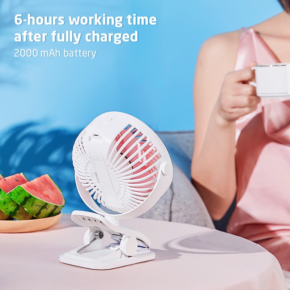ESR USB Schreibtisch Fan Desktop 2000mAh Wiederaufladbare Kühlung Mini Schreibtisch Fan 360 Grad Rotation Einstellbar Clip-auf Fan baby Kinderwagen