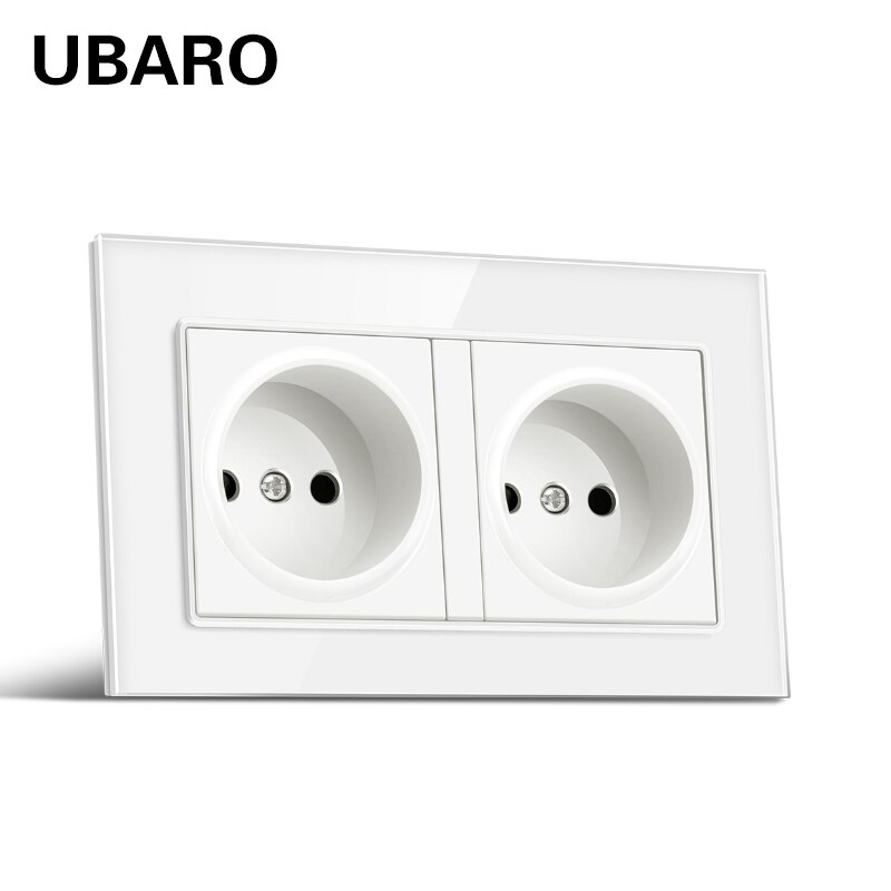 UBARO-Panel de cristal de lujo, enchufe de pared oculto eléctrico, tipo AC100-250V, 86, 16A: ES-146-W1