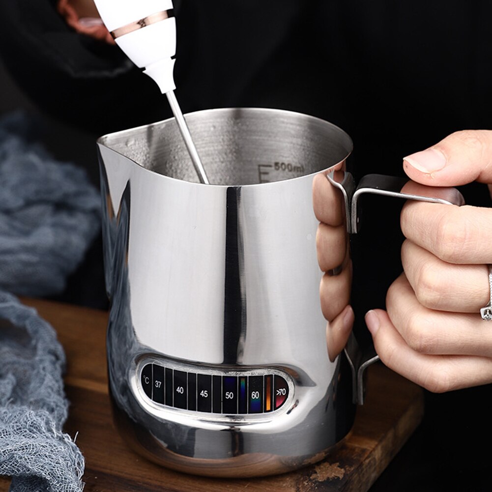 600ml mælkeskummende kande med integreret termometer kaffe cappuccino latte barista kandekande i rustfrit stål
