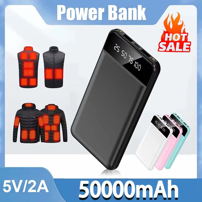 50000 mAh Power Bank Dubbele USB-uitgang Snel opladen Led-display Externe batterij 5 v / 2a Verwarmingsjas Lichtgewicht batterij