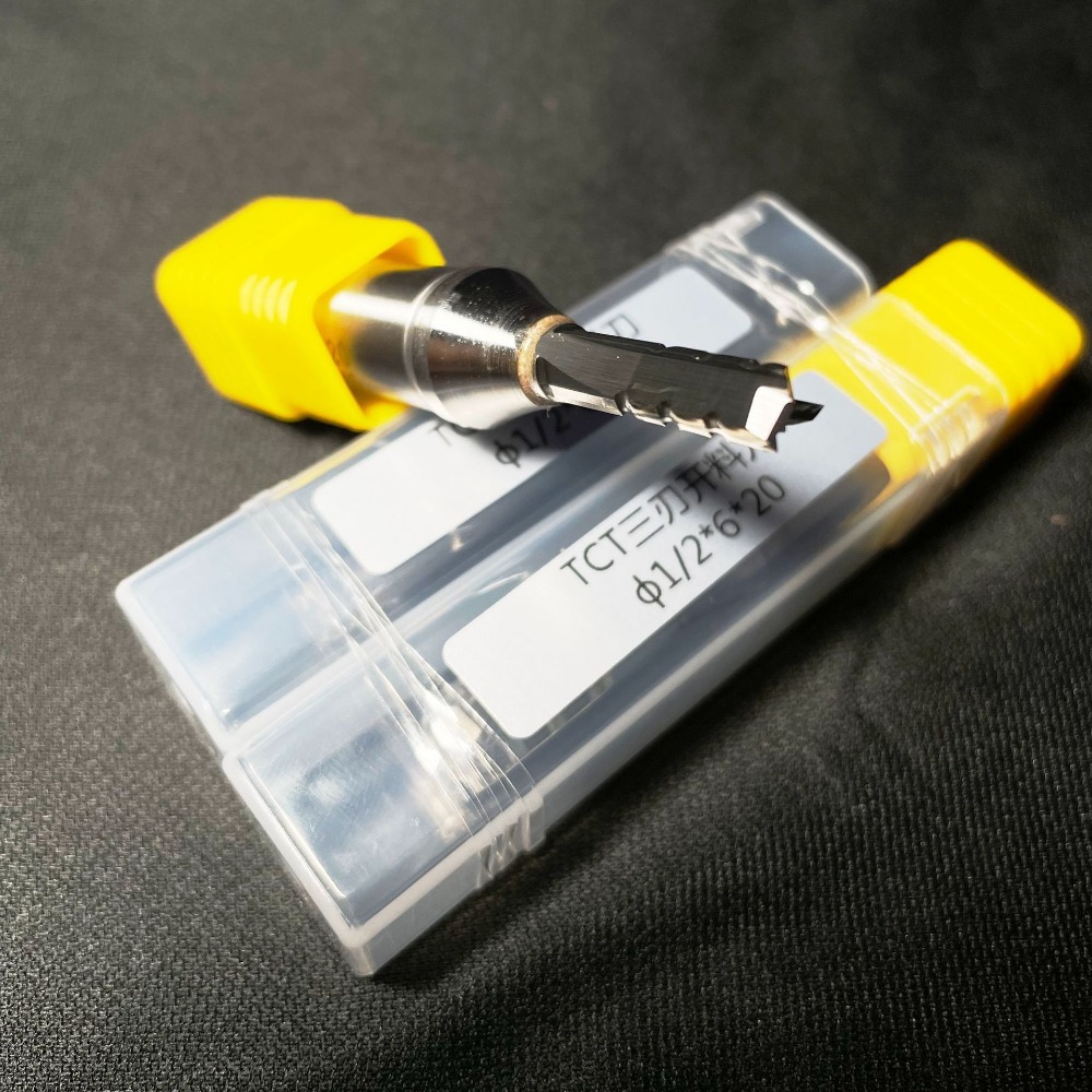 TCT Straight Milling Cutter 3 Flutes CNC Tool Trimming Slotting Router Bit 1/2 Shank Carbide End Mill for MDF Plywood