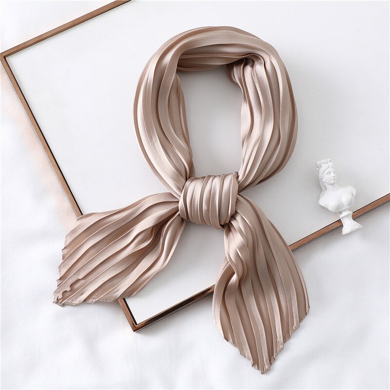 Solid Zwart Wit Roze Kleine Vierkante Twill Zijde Satijn Sjaal Vrouwen Dames Crinkle Haar Hoofdband Sjaals 70cm * 70Cm: YZ44
