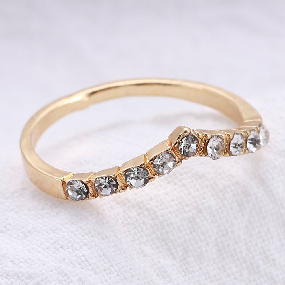 Goud Zirkoon Vrouwen Pinky Ring Koreaanse V Vormige Vrouwen Ring Uniek Dames Sieraden Anniversary Accessoires Banket Ring