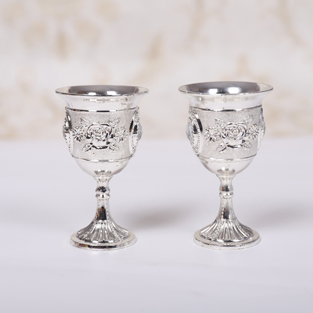 Perle indlæg stil zink legering bæger vin bæger udskåret hvid spiritus glas stilk-cup stilk til hjemmebar fest (sølv, random flo
