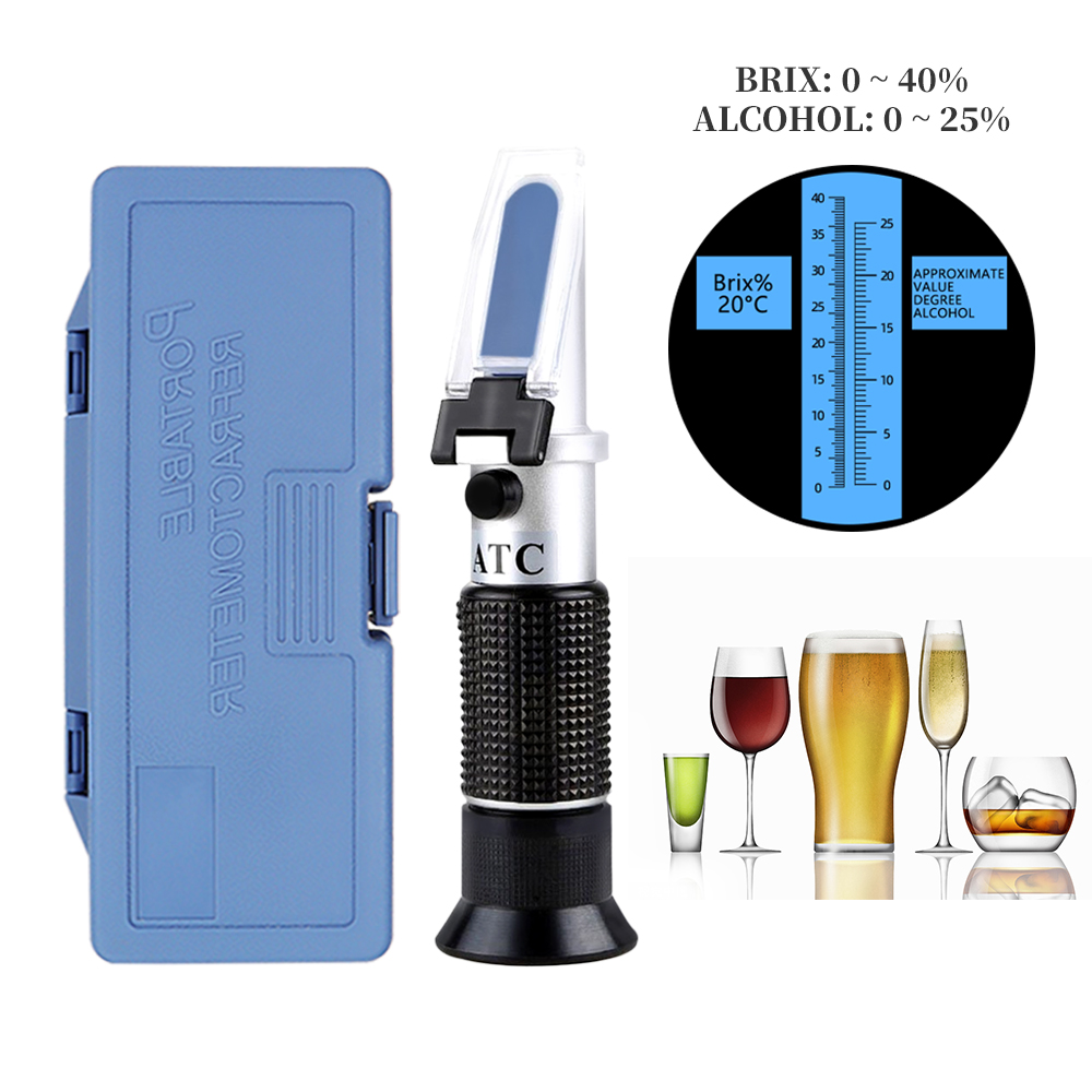 Alcohol Refractometer SG 1.000-1.130 Bier Alcoholmeter Hydrometer Brix 0-40% Suiker Alcohol 0-25% Dual Schaal Meter voor Moonshine