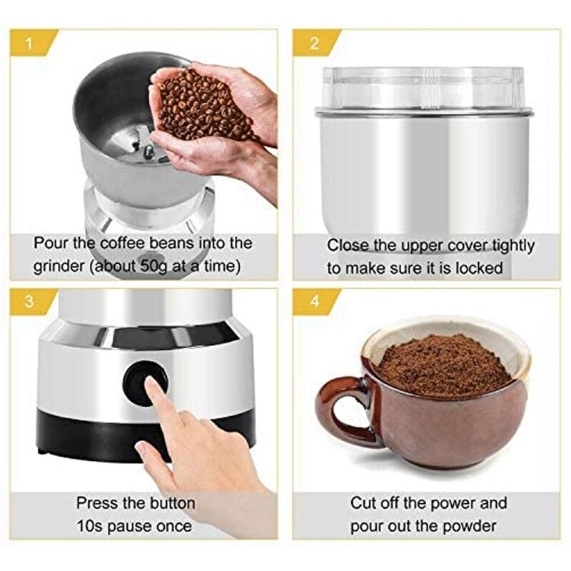 Multifunction Smash Machine Electric Grain Mill Grinder Household Stainless Steel Seasonings Coffee Grinder US Plug