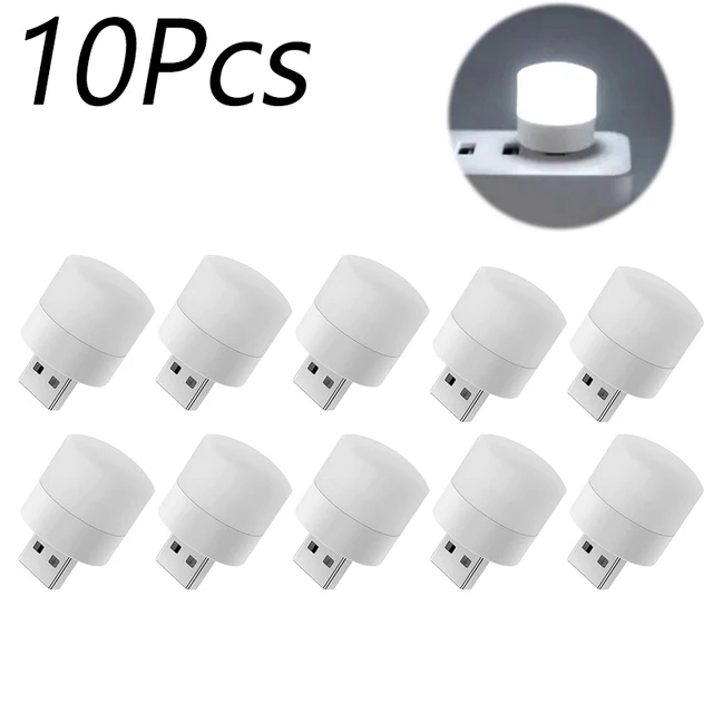 1/10PCS USB Plug Lamp 5V 1W Bright Eye Protection Book Reading Light Mobile Power Charging Warm White USB Small LED Night Light: black