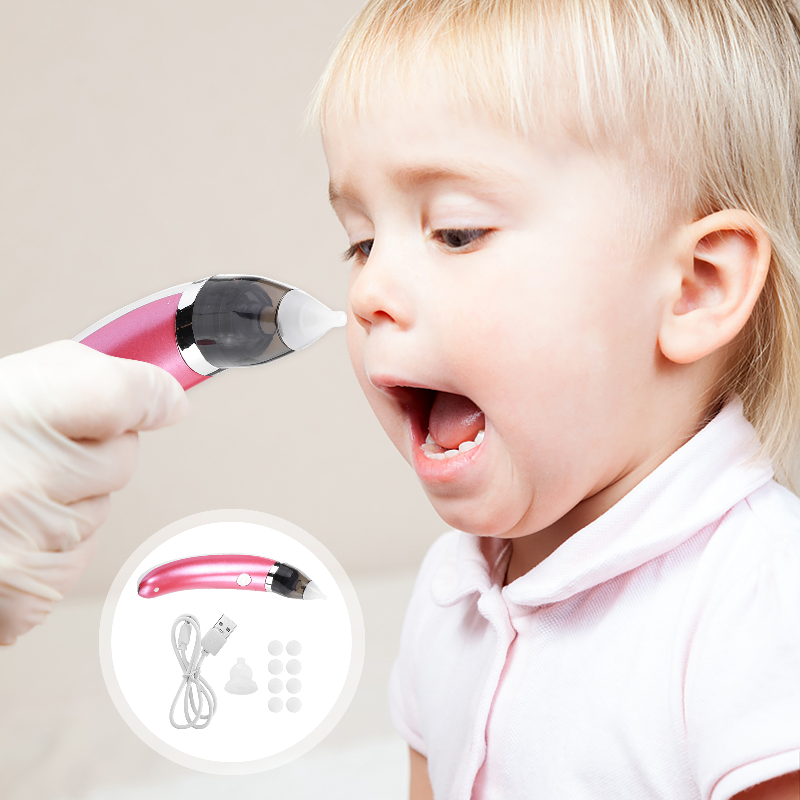 1 Set aspiratore nasale orale ergonomico anti-riflusso per bambini