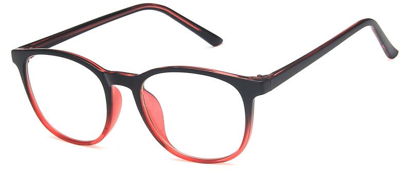 TR90 Ultra Light Round spectacle frame Women's Transparent Clear Lens Female Girl Myopia Nerd Glasses Without Diopters: black pink