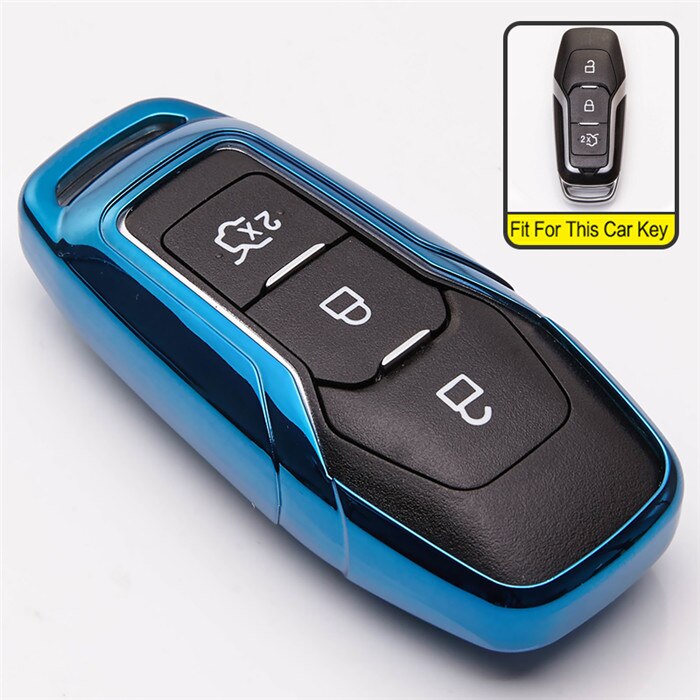 Funda protectora TPU para llave de coche para Ford Mondeo Mk4 MK3 MK5 Ranger S C Max explorador 5 accesorios para llavero ST F15: Blue