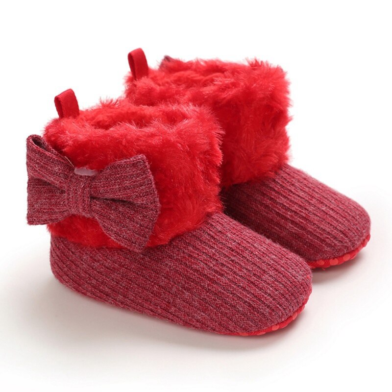 Toddler Cute Baby Girls Shoes Soft Sole Bootie Bow Shoes Winter Warm Snow Boot Shoes 0-18M Season: Rood / M