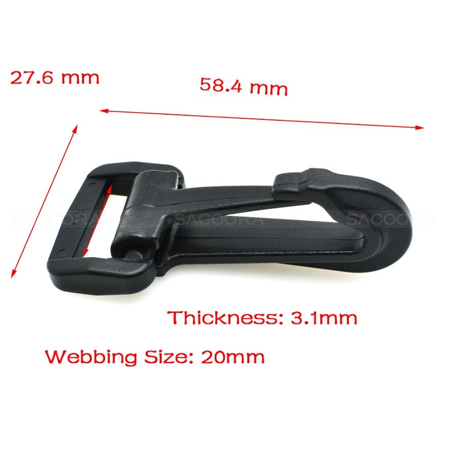 2pcs Olecranon hook Plastic Snap Hooks Rocker Style For Backpack Strap Paracord Lanyard Webbing 20mm 25mm 30mm 38mm 50mm: Webbing Size 20mm